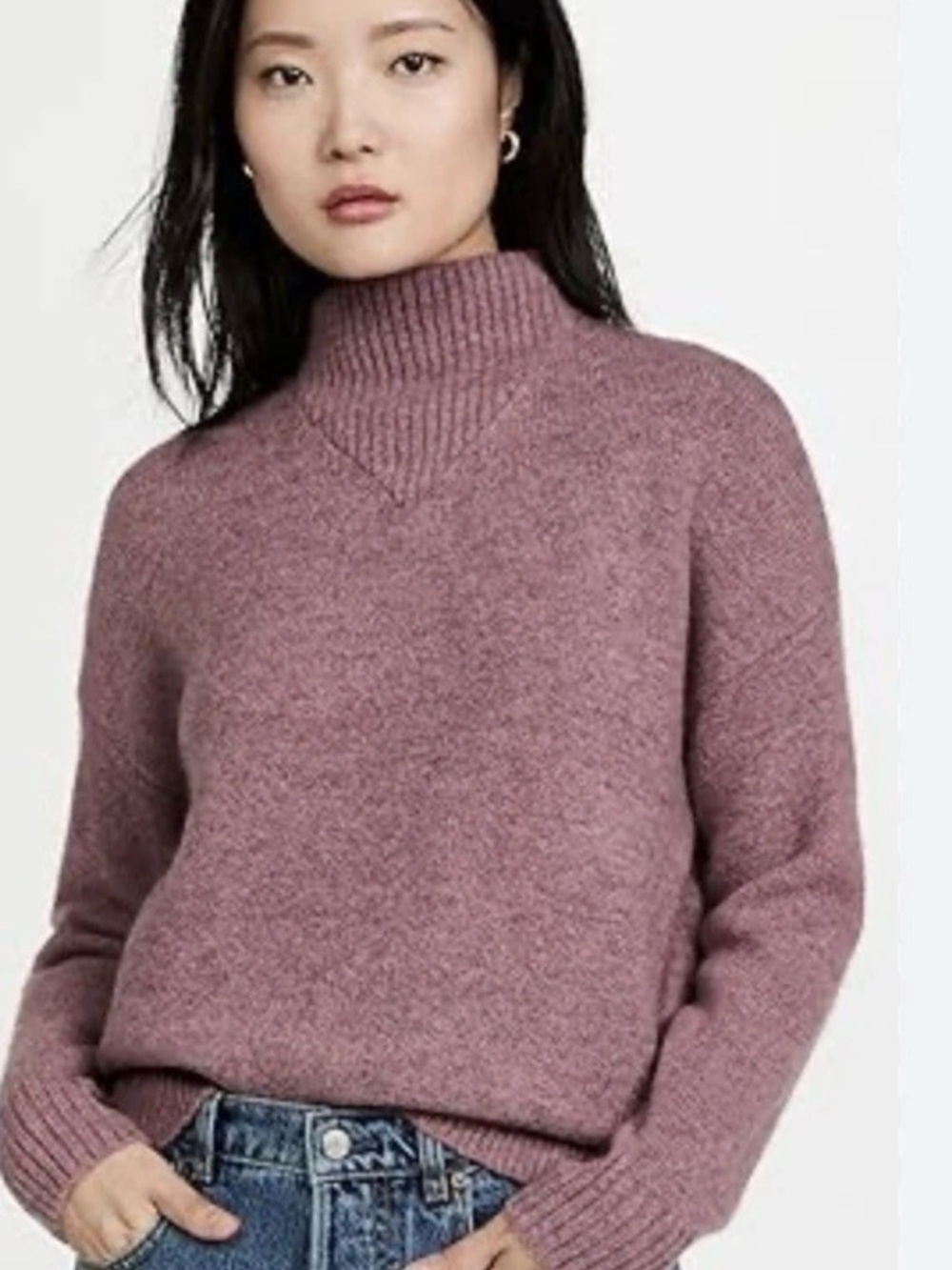 Madewell Women’s S Dillon Mockneck Pullover Sweater in Heather Loganberry